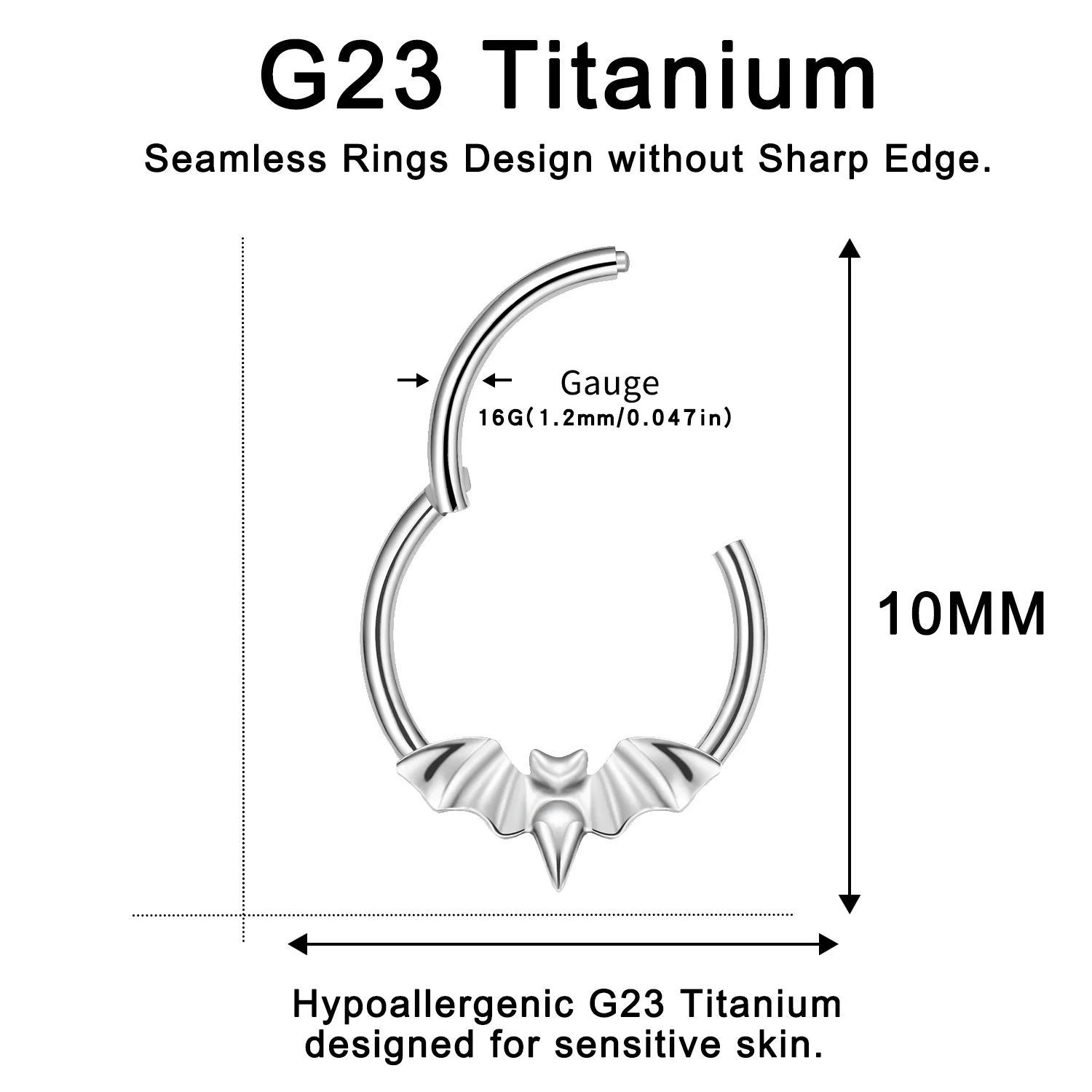 ASTM F136 Titanium CZ Flower Segment Clicker Ring For Septum Or Nose Piercing - Image 2