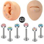 ASTM F136 Titanium Internally Threaded Labret Stud For Lip, Cartilage Or Tragus Piercing