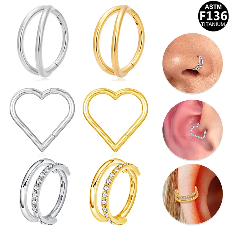 ASTM F136 Titanium CZ Butterfly Segment Clicker Ring For Septum Or Nose Piercing