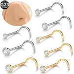 ASTM F136 Titanium CZ Nose Stud For Nose Piercing