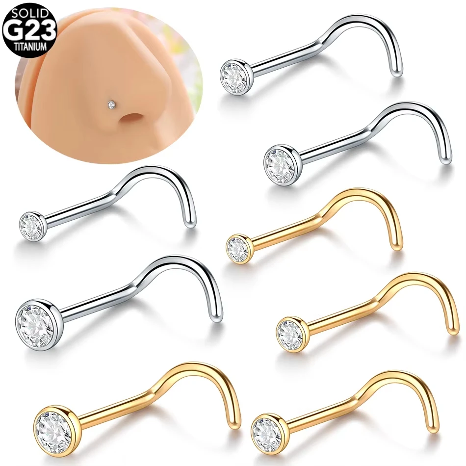 ASTM F136 Titanium CZ Nose Stud For Nose Piercing