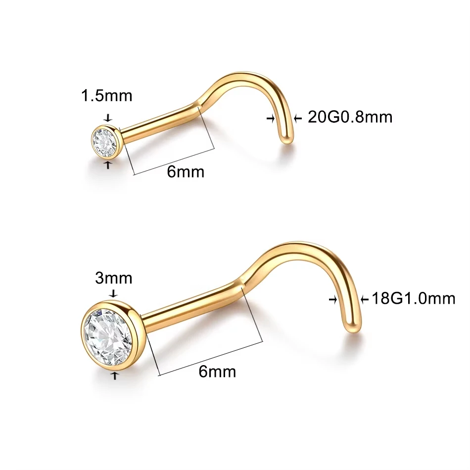 ASTM F136 Titanium CZ Nose Stud For Nose Piercing - Image 2