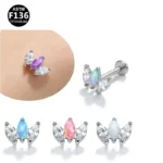 ASTM F136 Titanium Opal CZ Piercing Earring For Ear Piercing