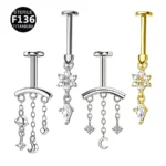 ASTM F136 Titanium Cartilage Stud For Cartilage Or Helix Piercing