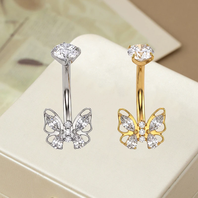 ASTM F136 Titanium CZ Star Belly Button Ring For Navel Piercing - Image 2