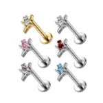 ASTM F136 Titanium CZ Moon Cartilage Stud For Cartilage Or Helix Piercing