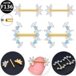 ASTM F136 Titanium CZ Nipple Ring For Nipple Piercing