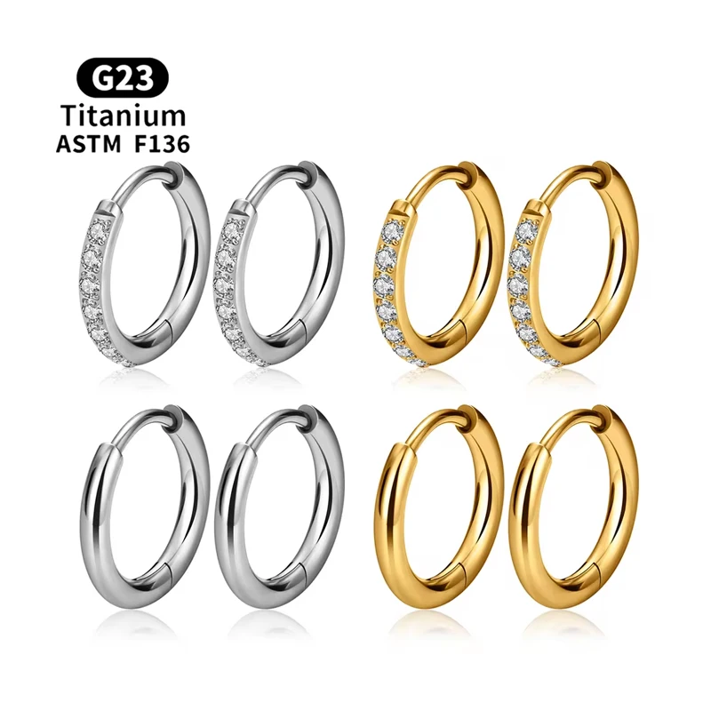 ASTM F136 Titanium CZ Piercing Earring For Ear Piercing