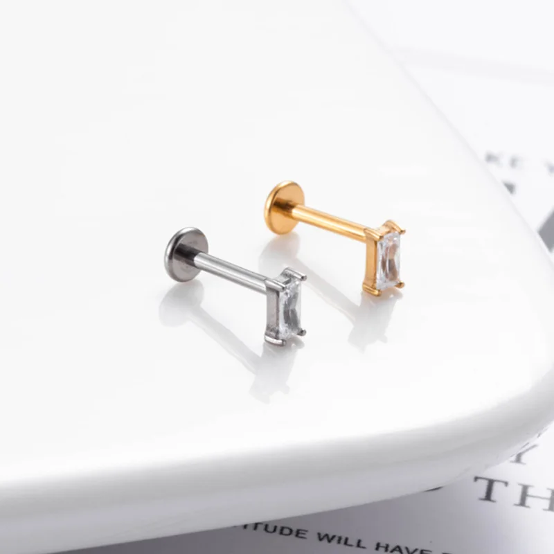 ASTM F136 Titanium Threadless Labret Stud For Lip, Cartilage Or Tragus Piercing - Image 2