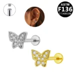 ASTM F136 Titanium Butterfly Cartilage Stud For Cartilage Or Helix Piercing