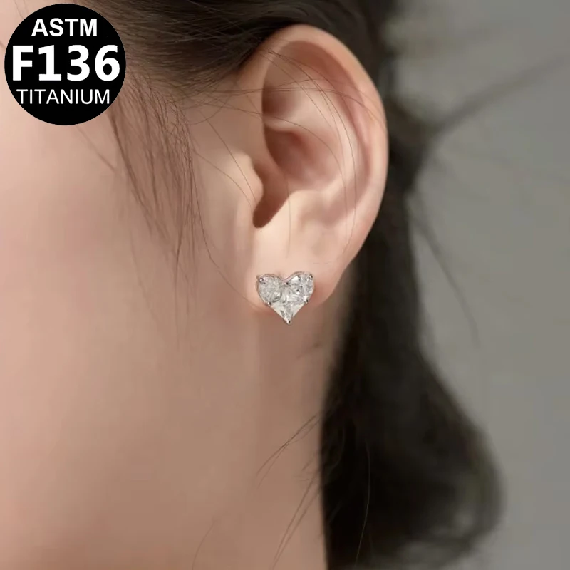 ASTM F136 Titanium Heart Internally Threaded Labret Stud For Lip, Cartilage Or Tragus Piercing - Image 2