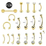 14K Solid Gold Internally Threaded Labret Stud For Lip, Cartilage Or Tragus Piercing