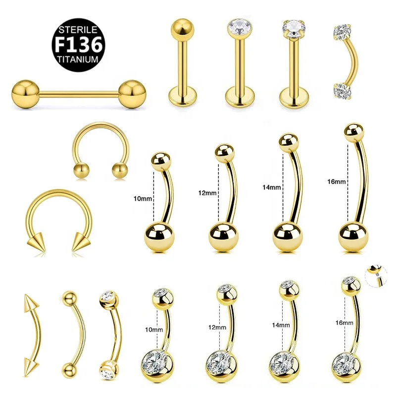 14K Solid Gold Internally Threaded Labret Stud For Lip, Cartilage Or Tragus Piercing