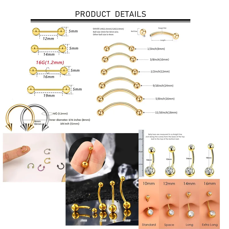 14K Solid Gold Internally Threaded Labret Stud For Lip, Cartilage Or Tragus Piercing - Image 2