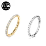 ASTM F136 Titanium Pearl Segment Clicker Ring For Septum Or Nose Piercing