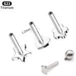 ASTM F136 Titanium Flower Heart Internally Threaded Labret Stud For Lip, Cartilage Or Tragus Piercing