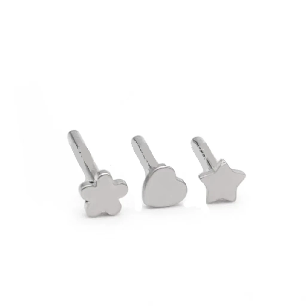 ASTM F136 Titanium Flower Heart Internally Threaded Labret Stud For Lip, Cartilage Or Tragus Piercing - Image 2