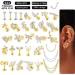 ASTM F136 Titanium Chain Belly Button Ring For Navel Piercing