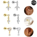 ASTM F136 Titanium Heart Threadless Labret Stud For Lip, Cartilage Or Tragus Piercing
