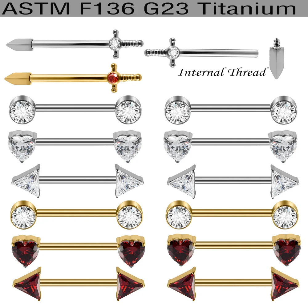 ASTM F136 Titanium CZ Nipple Ring For Nipple Piercing - Image 2