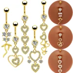 316L Surgical Steel Heart Belly Button Ring For Navel Piercing