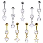 316L Surgical Steel CZ Belly Button Ring For Navel Piercing