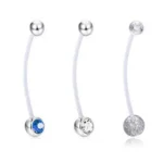 Bio Flex & Ceramic Belly Button Ring For Navel Piercing