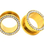 316L Surgical Steel CZ Plug Earring For Stretched Ear