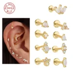 18K Solid Gold Opal Labret Stud For Lip Or Cartilage Piercing