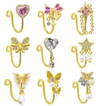 ASTM F136 Titanium CZ Nose Ring For Nose Piercing