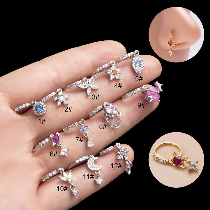 316L Surgical Steel Butterfly Flower Nose Ring For Nose Piercing - Image 2