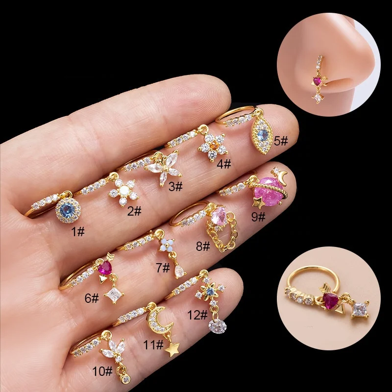 316L Surgical Steel Butterfly Flower Nose Ring For Nose Piercing