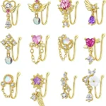 Fake CZ Butterfly Nose Ring For Nose Piercing