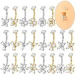 316L Surgical Steel Butterfly Flower Belly Button Ring For Navel Piercing