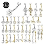 ASTM F136 Titanium CZ Butterfly Belly Button Ring For Navel Piercing