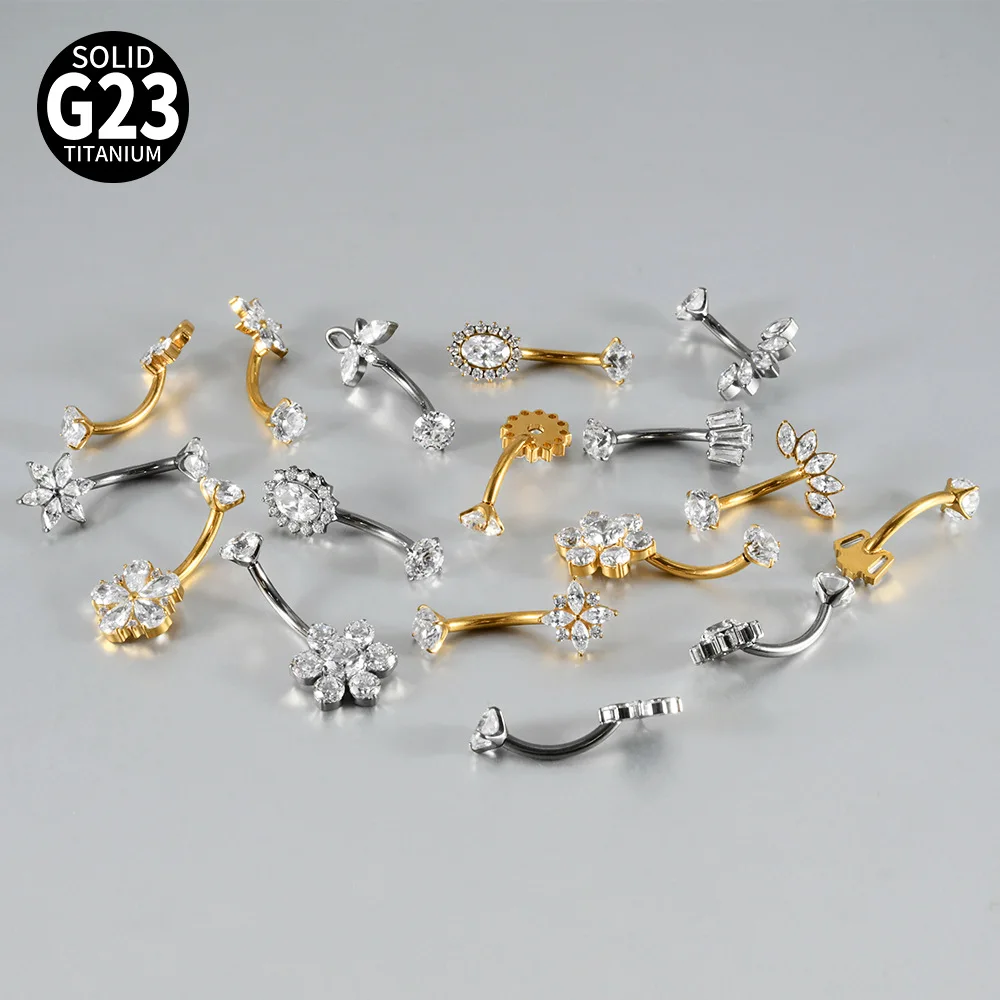 ASTM F136 Titanium CZ Butterfly Belly Button Ring For Navel Piercing - Image 2