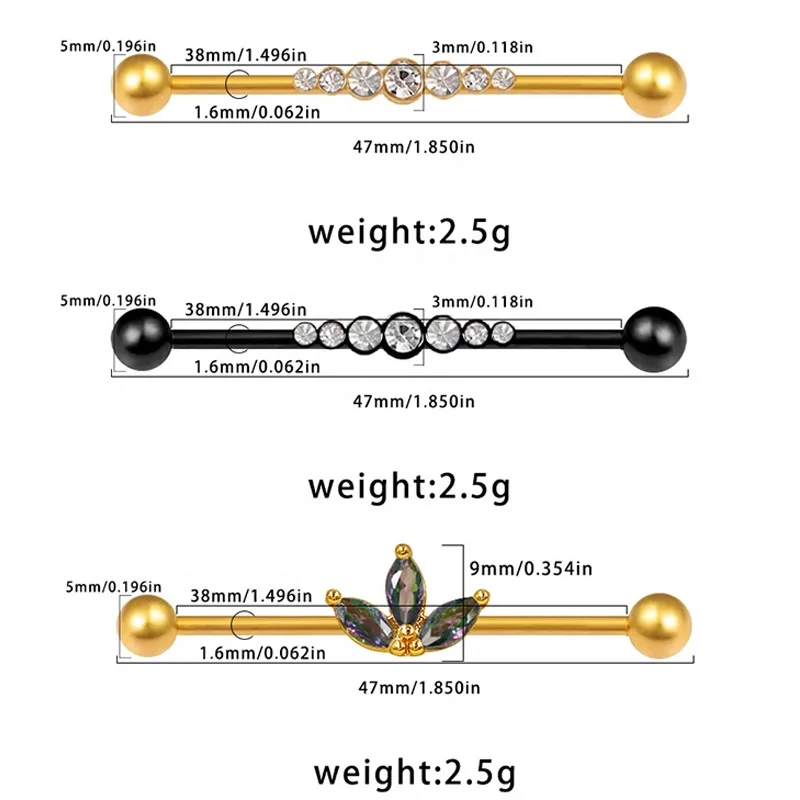 316L Surgical Steel Industrial Barbell For Industrial Piercing - Image 2