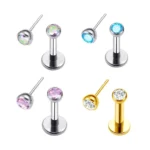 ASTM F136 Titanium Threadless Labret Stud For Lip, Cartilage Or Tragus Piercing