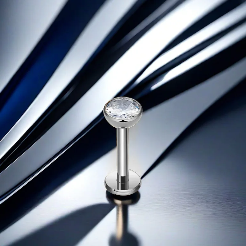ASTM F136 Titanium Threadless Labret Stud For Lip, Cartilage Or Tragus Piercing - Image 2