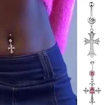 316L Surgical Steel Cross Belly Button Ring For Navel Piercing