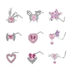 316L Surgical Steel Crystal Butterfly Nose Ring For Nose Piercing