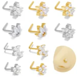 316L Surgical Steel CZ Star Nose Ring For Nose Piercing