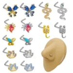316L Surgical Steel Butterfly Heart Nose Ring For Nose Piercing