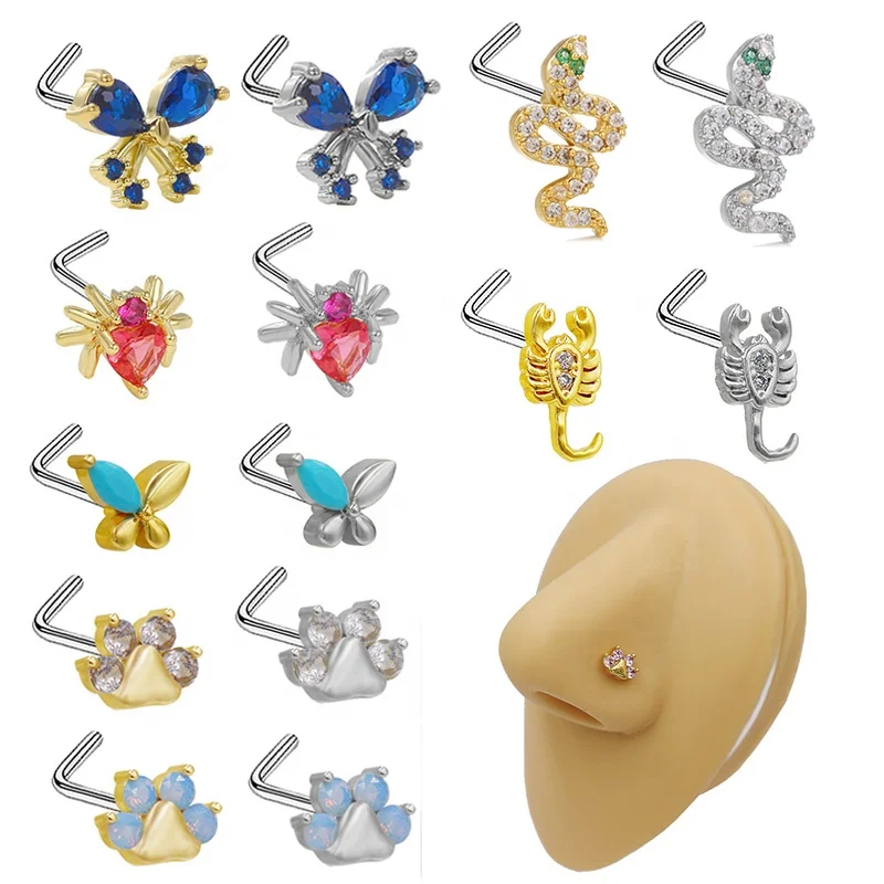316L Surgical Steel Butterfly Heart Nose Ring For Nose Piercing