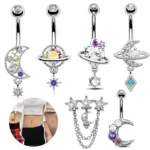316L Surgical Steel Moon Belly Button Ring For Navel Piercing