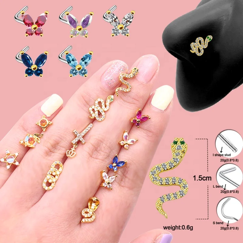 316L Surgical Steel Butterfly Star Nose Stud For Nose Piercing