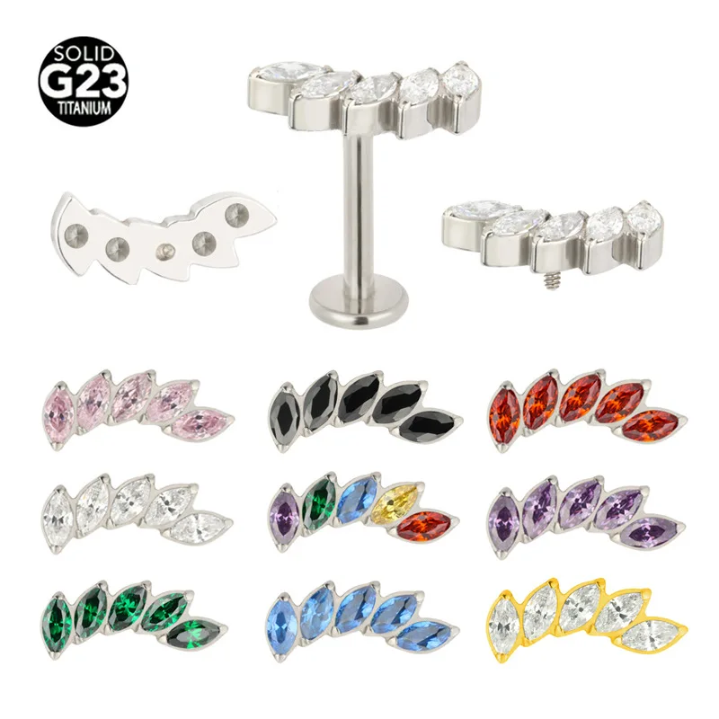 ASTM F136 Titanium CZ Marquise Piercing Jewelry