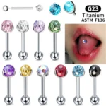 ASTM F136 Titanium Tongue Ring For Tongue Piercing