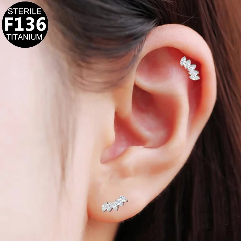 ASTM F136 Titanium CZ Piercing Earring For Ear Piercing - Image 2