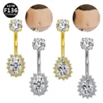 ASTM F136 Titanium CZ Belly Button Ring For Navel Piercing